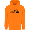 Biker Going Down on One Knee Motorcycle Childrens Kids Hoodie Orange