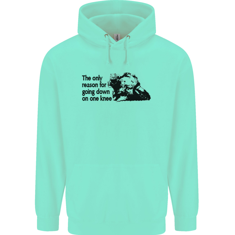 Biker Going Down on One Knee Motorcycle Childrens Kids Hoodie Peppermint