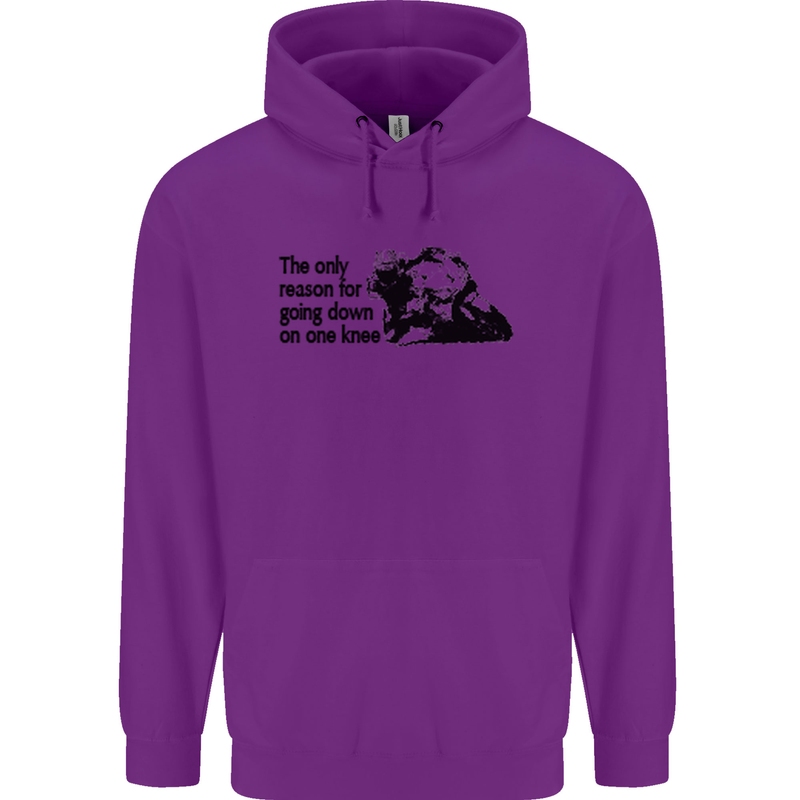 Biker Going Down on One Knee Motorcycle Childrens Kids Hoodie Purple