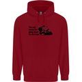 Biker Going Down on One Knee Motorcycle Childrens Kids Hoodie Red