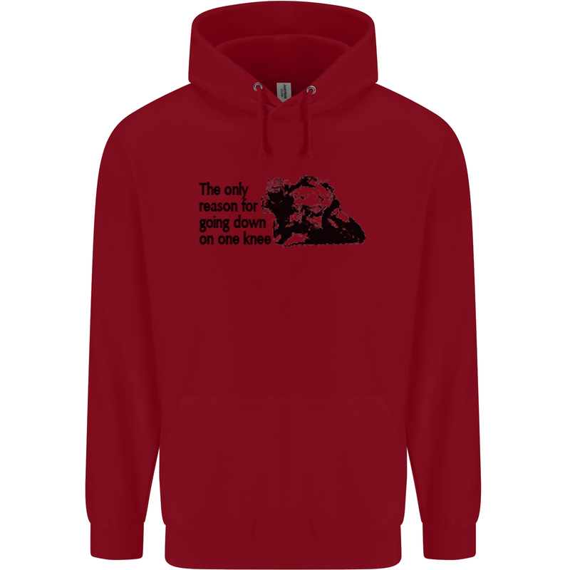 Biker Going Down on One Knee Motorcycle Childrens Kids Hoodie Red