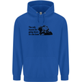 Biker Going Down on One Knee Motorcycle Childrens Kids Hoodie Royal Blue