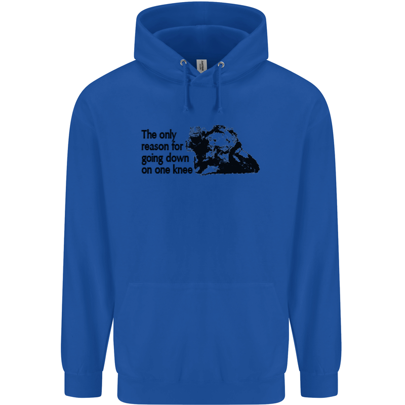 Biker Going Down on One Knee Motorcycle Childrens Kids Hoodie Royal Blue