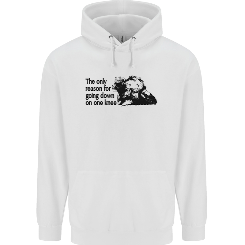 Biker Going Down on One Knee Motorcycle Childrens Kids Hoodie White