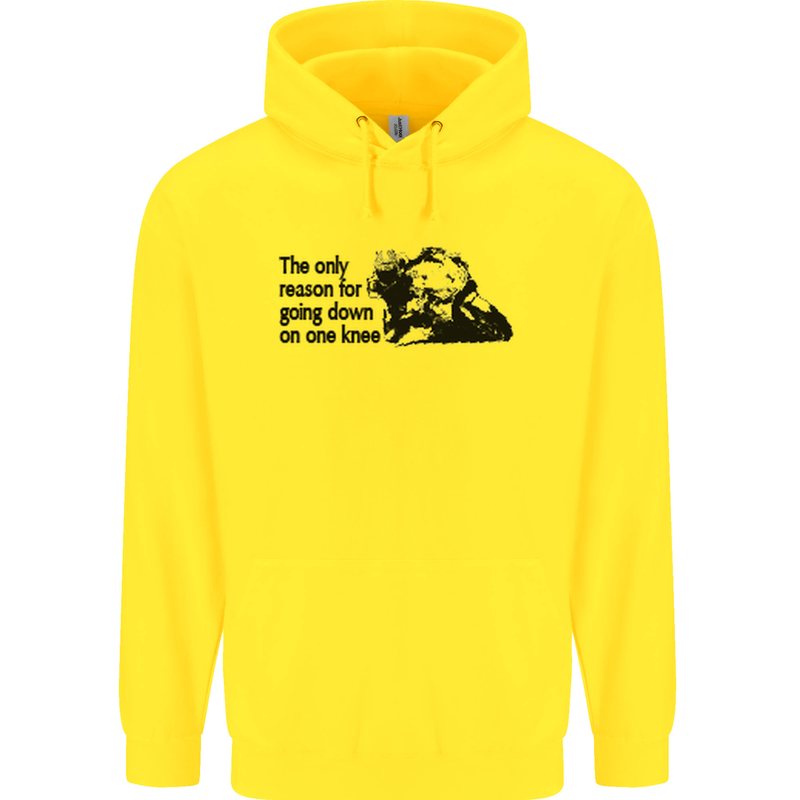 Biker Going Down on One Knee Motorcycle Childrens Kids Hoodie Yellow