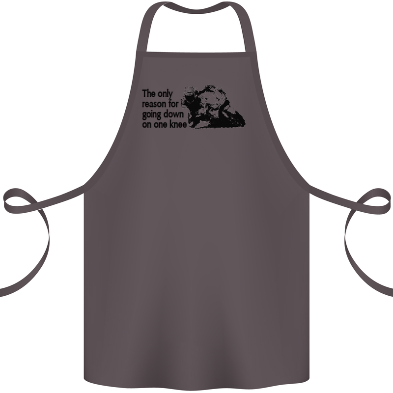 Biker Going Down on One Knee Motorcycle Cotton Apron 100% Organic Dark Grey
