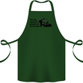 Biker Going Down on One Knee Motorcycle Cotton Apron 100% Organic Forest Green