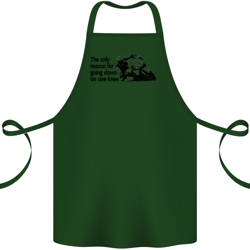 Biker Going Down on One Knee Motorcycle Cotton Apron 100% Organic Forest Green