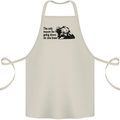 Biker Going Down on One Knee Motorcycle Cotton Apron 100% Organic Natural