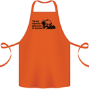 Biker Going Down on One Knee Motorcycle Cotton Apron 100% Organic Orange