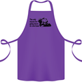 Biker Going Down on One Knee Motorcycle Cotton Apron 100% Organic Purple