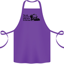 Biker Going Down on One Knee Motorcycle Cotton Apron 100% Organic Purple
