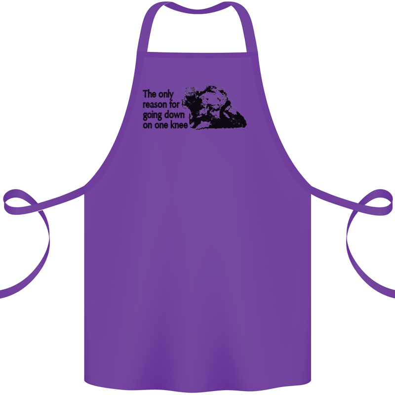 Biker Going Down on One Knee Motorcycle Cotton Apron 100% Organic Purple
