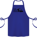 Biker Going Down on One Knee Motorcycle Cotton Apron 100% Organic Royal Blue