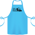 Biker Going Down on One Knee Motorcycle Cotton Apron 100% Organic Turquoise