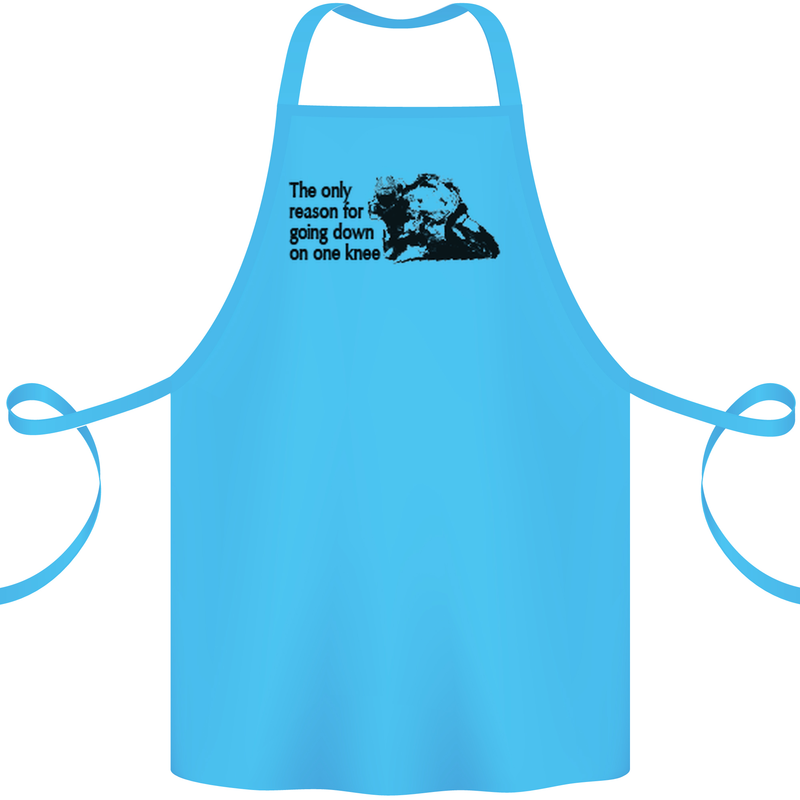 Biker Going Down on One Knee Motorcycle Cotton Apron 100% Organic Turquoise
