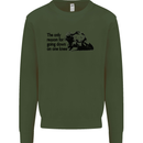 Biker Going Down on One Knee Motorcycle Kids Sweatshirt Jumper Forest Green