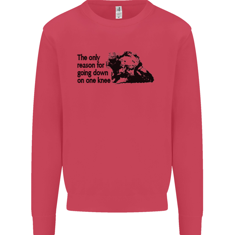 Biker Going Down on One Knee Motorcycle Kids Sweatshirt Jumper Heliconia