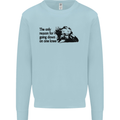 Biker Going Down on One Knee Motorcycle Kids Sweatshirt Jumper Light Blue