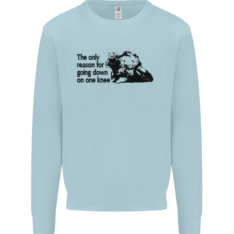 Biker Going Down on One Knee Motorcycle Kids Sweatshirt Jumper Light Blue