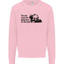 Biker Going Down on One Knee Motorcycle Kids Sweatshirt Jumper Light Pink