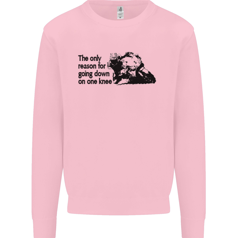 Biker Going Down on One Knee Motorcycle Kids Sweatshirt Jumper Light Pink