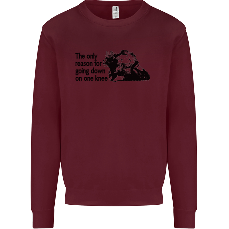Biker Going Down on One Knee Motorcycle Kids Sweatshirt Jumper Maroon