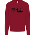 Biker Going Down on One Knee Motorcycle Kids Sweatshirt Jumper Red