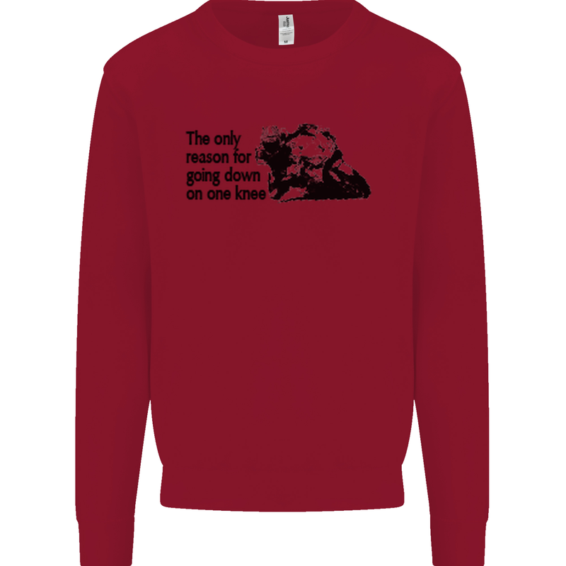 Biker Going Down on One Knee Motorcycle Kids Sweatshirt Jumper Red