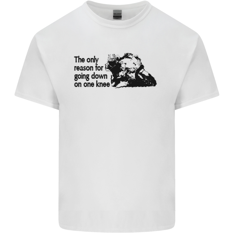 Biker Going Down on One Knee Motorcycle Kids T-Shirt Childrens White