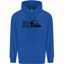 Biker Going Down on One Knee Motorcycle Mens 80% Cotton Hoodie Royal Blue