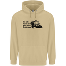 Biker Going Down on One Knee Motorcycle Mens 80% Cotton Hoodie Sand