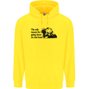 Biker Going Down on One Knee Motorcycle Mens 80% Cotton Hoodie Yellow