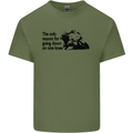 Biker Going Down on One Knee Motorcycle Mens Cotton T-Shirt Tee Top Military Green