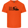 Biker Going Down on One Knee Motorcycle Mens Cotton T-Shirt Tee Top Orange