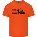 Biker Going Down on One Knee Motorcycle Mens Cotton T-Shirt Tee Top Orange