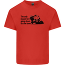 Biker Going Down on One Knee Motorcycle Mens Cotton T-Shirt Tee Top Red