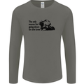 Biker Going Down on One Knee Motorcycle Mens Long Sleeve T-Shirt Charcoal