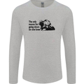 Biker Going Down on One Knee Motorcycle Mens Long Sleeve T-Shirt Sports Grey