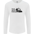 Biker Going Down on One Knee Motorcycle Mens Long Sleeve T-Shirt White