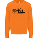 Biker Going Down on One Knee Motorcycle Mens Sweatshirt Jumper Orange