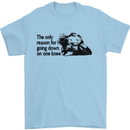 Biker Going Down on One Knee Motorcycle Mens T-Shirt Cotton Gildan Light Blue