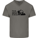 Biker Going Down on One Knee Motorcycle Mens V-Neck Cotton T-Shirt Charcoal