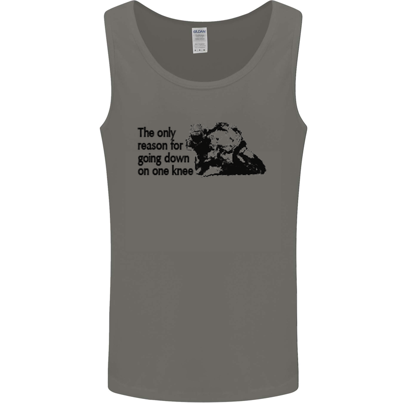 Biker Going Down on One Knee Motorcycle Mens Vest Tank Top Charcoal