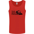Biker Going Down on One Knee Motorcycle Mens Vest Tank Top Red