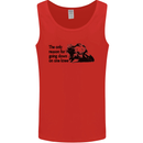 Biker Going Down on One Knee Motorcycle Mens Vest Tank Top Red