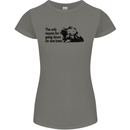 Biker Going Down on One Knee Motorcycle Womens Petite Cut T-Shirt Charcoal