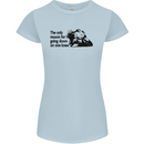 Biker Going Down on One Knee Motorcycle Womens Petite Cut T-Shirt Light Blue