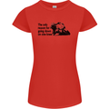 Biker Going Down on One Knee Motorcycle Womens Petite Cut T-Shirt Red
