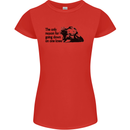 Biker Going Down on One Knee Motorcycle Womens Petite Cut T-Shirt Red